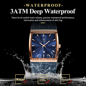 Montre à quartz en cuir pour <span class=keywords><strong>homme</strong></span> Poedagar 885, affichage de la date lumineux, étanche, montre de luxe tendance, montre carrée pour <span class=keywords><strong>homme</strong></span> - Product Image 2