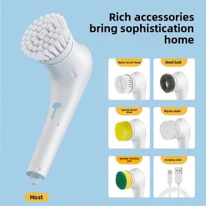 Electric Rechargeable Steel <b>Wire</b> Ball Five-Head Long Handle Handheld Cleaning <b>Brush</b> for Kitchen Dishwashing - Product Image 2