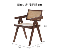 Chaise de salle à manger commerciale en bois massif et rotin de style nordique moderne, chaise de café et restaurant en bois et rotin pour café