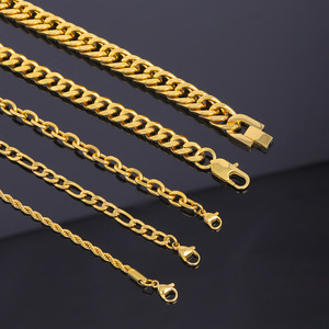 Conjunto de Pulsera de <span class=keywords><strong>Cadena</strong></span> <span class=keywords><strong>Cubana</strong></span> de Acero Inoxidable con Baño de <span class=keywords><strong>Oro</strong></span> de 18K, Antideslustre, para Hombre - Product Image 4