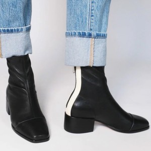 Botines con cremallera en contraste y tacón cuadrado para atuendos femeninos elegantes de diario y paseos urbanos informales, botas de moda para mujer - Product Image 2