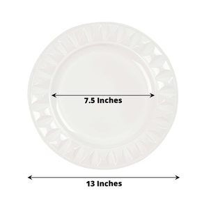 Assiette de dîner ronde blanche de 13 pouces avec bordure ornée de bijoux pour fête de mariage - Product Image 1