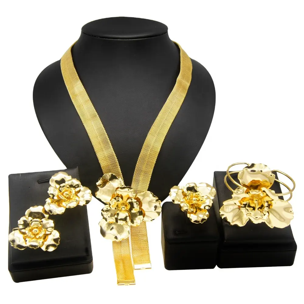 Collane di gioielli impermeabili raffinati anello in argento sterling 925 set di gioielli in oro con ciondolo riempito in oro cina