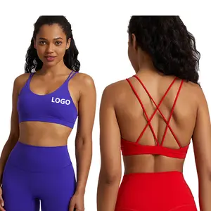 Ách tác động cao backless phụ nữ áo ngực dây miễn phí phòng tập thể dục thể dục Yoga Top chéo trở lại Nylon thể thao đào tạo Áo ngực cho phụ nữ