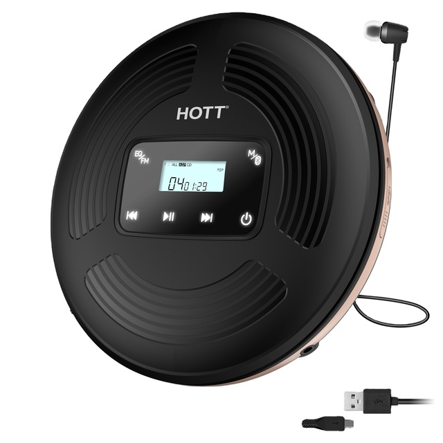 Portable CD/DVD/VCD Player with LCD Display and FM Transmitter Rechargeable Battery and Touch Button