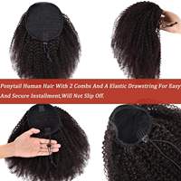 Queue de cheval à clipser en cheveux humains vierges Remy premium, bouclés brésiliens ondulés, Yaki, faciles à poser, naturels, vente en gros