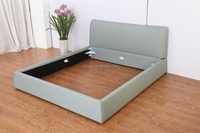 Lit Queen Size Réglable, Simple, Électrique, en Bois et Cuir, Solide, avec Mécanisme de Sommier Souple, Lit Bas avec Sommier Tapissé