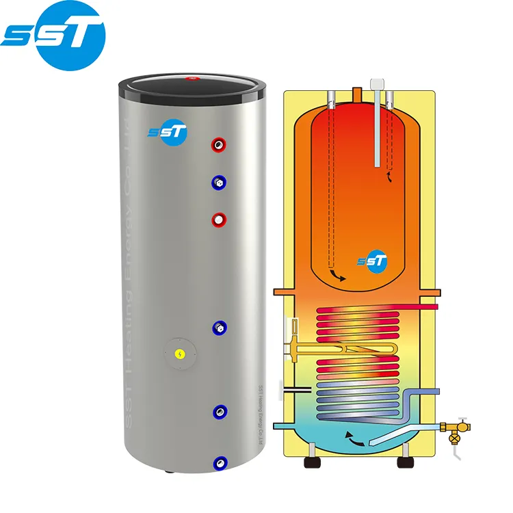 Venta de SST, calentador de fuente de aire industrial de buena calidad, tanque de caldera de agua caliente, cilindro de almacenamiento de agua caliente de capacidad personalizada