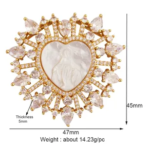 Unique Religieux Jésus <span class=keywords><strong>Sainte</strong></span> <span class=keywords><strong>Vierge</strong></span> Marie Amour Coeur Charms <span class=keywords><strong>Pendentif</strong></span>, Plaqué Or 18K Micro Zircon Bijoux Collier Fournitures K31 - Product Image 3