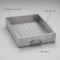 Panier de rangement multifonctionnel en acier inoxydable perforé, nouveau design tendance, avec fond en treillis métallique et poignée avant