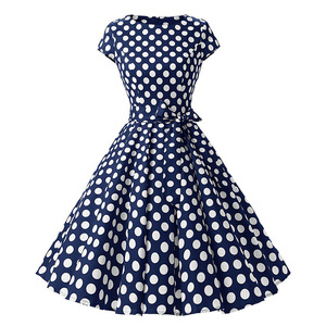 Falda de manga corta con dobladillo grande estilo <span class=keywords><strong>Hepburn</strong></span> 50s retro cuello redondo - Product Image 4