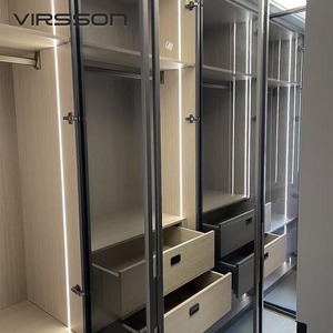 <span class=keywords><strong>Armoire</strong></span> Pliante en Bois Massif Écologique et Durable, Porte en Verre, Anti-humidité, Style Luxe Léger, pour Villa, Hôtel, Dressing d'Angle Moderne - Product Image 2