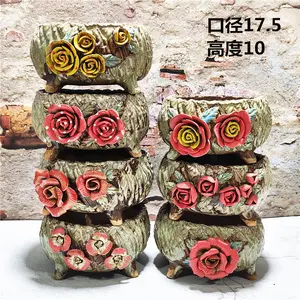 Macetas suculentas de cerámica de gran diámetro, decoración de jardín de estilo coreano