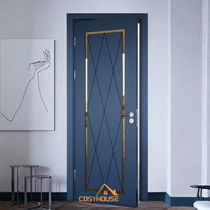 ประตูภายในสีน้ำเงินหรูหราสไตล์คลาสสิกสำหรับโรงแรม อพาร์ทเมนต์ ห้องนอน ประตูไม้เนื้อแข็ง - Product Image 1