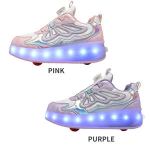 Zapatos <span class=keywords><strong>de</strong></span> Patinaje con <span class=keywords><strong>Ruedas</strong></span> Deformables <span class=keywords><strong>de</strong></span> <span class=keywords><strong>4</strong></span> <span class=keywords><strong>Ruedas</strong></span> para Mujer, 2 en 1, Patineta, Moda, Cuero Genuino, Zapatos Deportivos con <span class=keywords><strong>Ruedas</strong></span> - Product Image 2