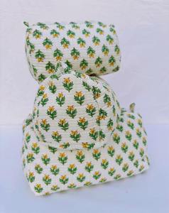 Eco-Friendly Quilted Cotton Large Zipper Handmade Tassel Embroidered Cosmetic Pouch for Travel Organizer in bulk price - Product Image 5
