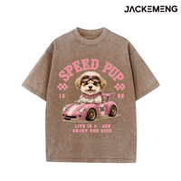 T-shirt Oversize Décontracté Y2K Imprimé Chien de Plage Rétro Délavé – Stock USA Vente en Gros
