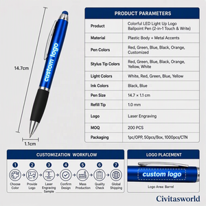 2-in-1 Leuchtender Logo-LED-Stylus-Kugelschreiber mit Individuellem Logo für <span class=keywords><strong>Android</strong></span> und iPhone Werbeartikel - Product Image 5