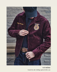 Giacca in Velluto a Coste di Alta Qualità per Uomo, Stile Retrò Americano, Maniche Lunghe, Ricamata, 100% Cotone, Associazione dei Contadini Giovanile - Product Image 4