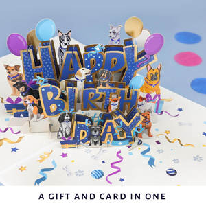 Cartes Pop-up 3D Pliables Joyeux Anniversaire Chiens – Design de Soutien à la Sauvetage des Chiots pour les Amoureux des Chiens et les Défenseurs de la Protection Animale – Cadeau d'Anniversaire - Product Image 2
