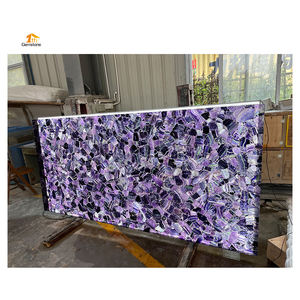 Dalle d'onyx de <span class=keywords><strong>fluorite</strong></span> violette translucide, dalle de quartz en cristal <span class=keywords><strong>violet</strong></span> de pierre semi-précieuse - Product Image 4