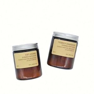 Tarro de almacenamiento de vidrio transparente/ámbar de 4oz, 8oz, 16oz con serigrafía, estampado dorado, acabado esmerilado y tapa de bambú - Product Image 5