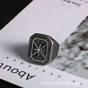 Men's <b>Titanium</b> Steel <b>Ring</b> Star Pattern Punk Style Gift Jewelry SA1035 - Product Image 4