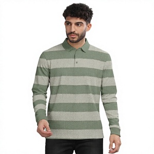 <b>Men's</b> Striped <b>Polo</b> <b>Shirt</b> Turn-Down Collar Knitted Long Sleeve Rugby Custom Logo - Product Image 4
