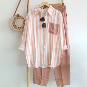Costume décontracté rayé à manches longues pour femmes SMLXLXXLXXXL4XL5XL avec étiquettes Exportation Asie du Sud-Est - Product Image 3