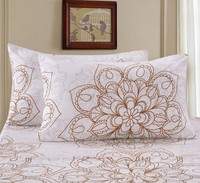 Ensemble de literie en coton confortable à imprimé floral, taie d'oreiller, drap-housse