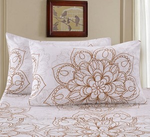 Juego de cama de algodón con estampado de flores, Sábana bajera cómoda de tamaño king, funda de almohada, venta al por mayor - Product Image 4