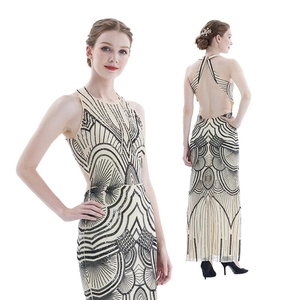 Date Femmes de 1920s Vintage Sequin Backless <span class=keywords><strong>Déco</strong></span> Inspiré Aileron Robe Rugissant 20s Great Gatsby Robe Robes - Product Image 4