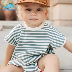 Sincereal Personnalisé de mode d'été nouvelle manches courtes mignon rayé bulle enfants nouveau-né salopette de barboteuses