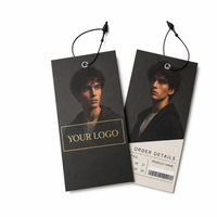 Étiquettes volantes personnalisées pour vêtements de modèle masculin avec logo en feuille d'or et cordon de scellage, pour streetwear homme