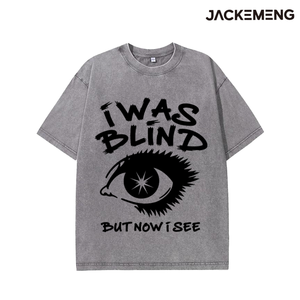 Übergroßes Streetwear Retro T-Shirt mit Aufschrift „I WAS BLIND but NOW I SEE“ – USA Lagerbestand Großhandel Hip Hop Kurzarm-Tee - Product Image 5