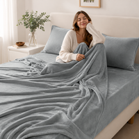 Vente flash - Ensemble de literie en flanelle de polyester super douce et moelleuse, couleur personnalisée, moderne, 4 pièces, pour hôtel et maison
