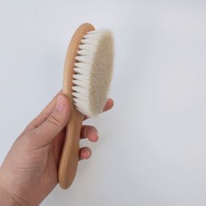 Manche en bois doux laine poils Laser bébé nouveau-né enfants brosse à cheveux <span class=keywords><strong>coussin</strong></span> usage domestique - Product Image 6