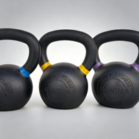 Ensemble de Kettlebells en Fonte Gravées Kg/Lb, Revêtement Poudré, pour la Musculation en Gros