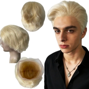 Cabello Humano Virgen Brasileño Color <span class=keywords><strong>Rubio</strong></span> # Peluca <span class=keywords><strong>de</strong></span> Encaje Completo Estilo 613 Cut Well para <span class=keywords><strong>Hombre</strong></span> - Product Image 1