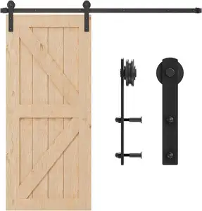 Antique Style Black Classic Carbon Steel Double Barn Door Sliding Door Hardware Mechanism For 1.5m Door