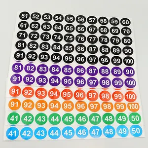 Round Digital Label Stickers Custom Waterproof Tear-resistant Clothing And Shoes Size Number Serial Number Stickers
