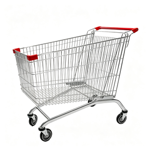 Chariot de courses de supermarché grande capacité 340L avec roues pivotantes silencieuses, chariot robuste en treillis métallique pour usage en épicerie, kit complet - Product Image 1