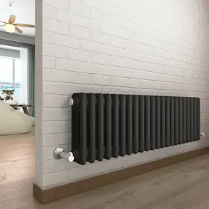 Factory price column 3 Horizontal 300mm high with 22 bars matt black color radiator for home area heating