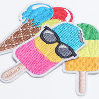 Patch brodé à thème estival en gros, thermocollant ou à coudre, motif dessin animé pour vêtements d'enfants, chapeaux et sacs à dos