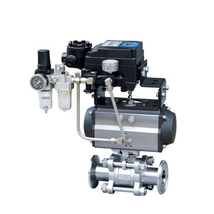 Vanne à bille en acier inoxydable Q681F, 3 pièces, connexion pneumatique à pince de 1 pouce, pour eau à température normale - Product Image 3