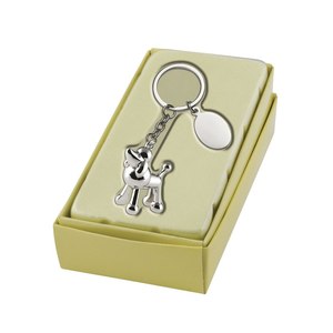 Portachiavi in argento a forma di barboncino con targhetta ovale, ciondolo in metallo a forma di cane per chiavi e borse - Product Image 2