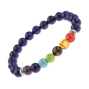 Charme de la mode 8mm Naturel Agate Pierre Perle Bracelet Yoga 7 Chakra Turquoise Bracelet Oeil De Tigre Élastique Charme Perles Bracelets