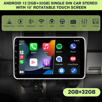 Autoradio Junsun 1 DIN US avec écran tactile rotatif de 10 pouces pour CarPlay sans fil universel, Android Auto, navigation GPS
