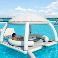 Cabane flottante gonflable imperméable avec auvent d'ombrage, plateforme flottante gonflable pour fête, mer, lac, yacht, détente