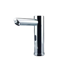 Robinet de lavabo Mevalon moderne en acier inoxydable blanc céramique, monotrou, sans contact, à débit contrôlé, à poser sur le comptoir, poli